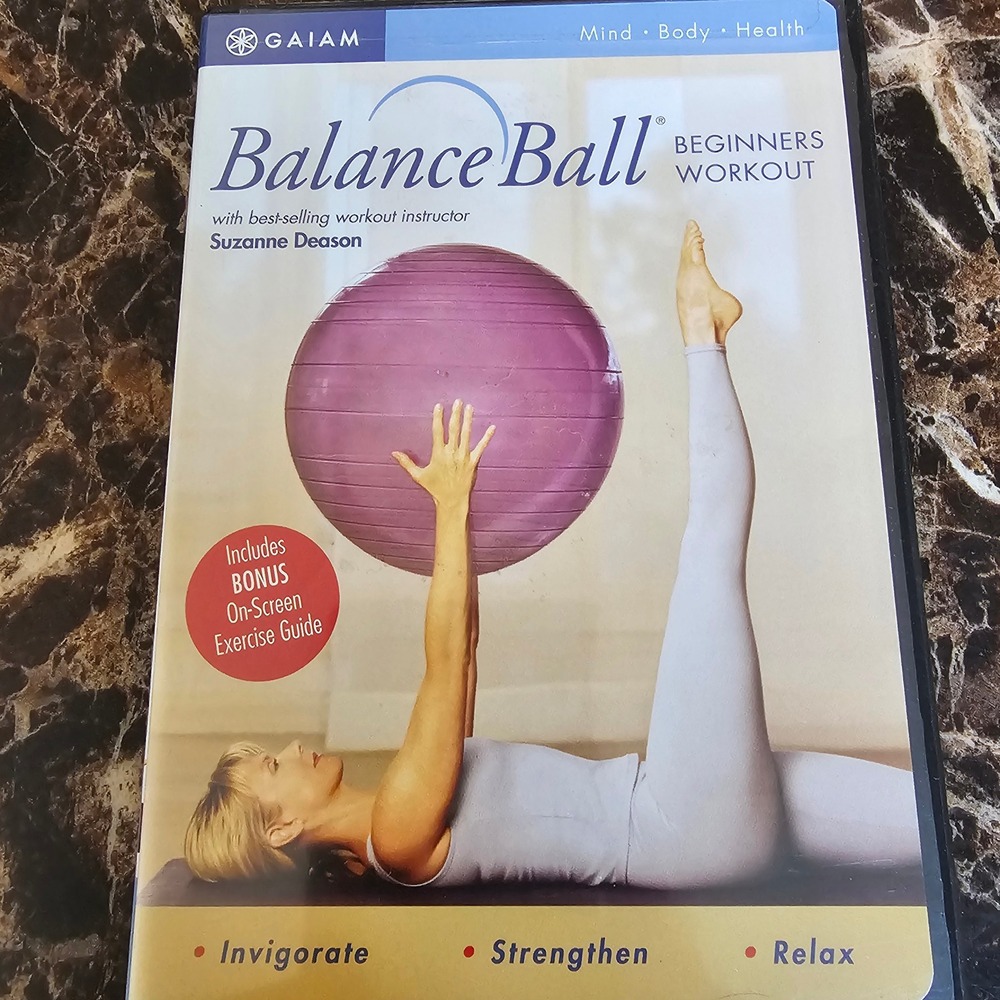 Gaiam BalanceBall Beginners Workout DVD Suzanne Deason Yoga Pilates Fitness Core